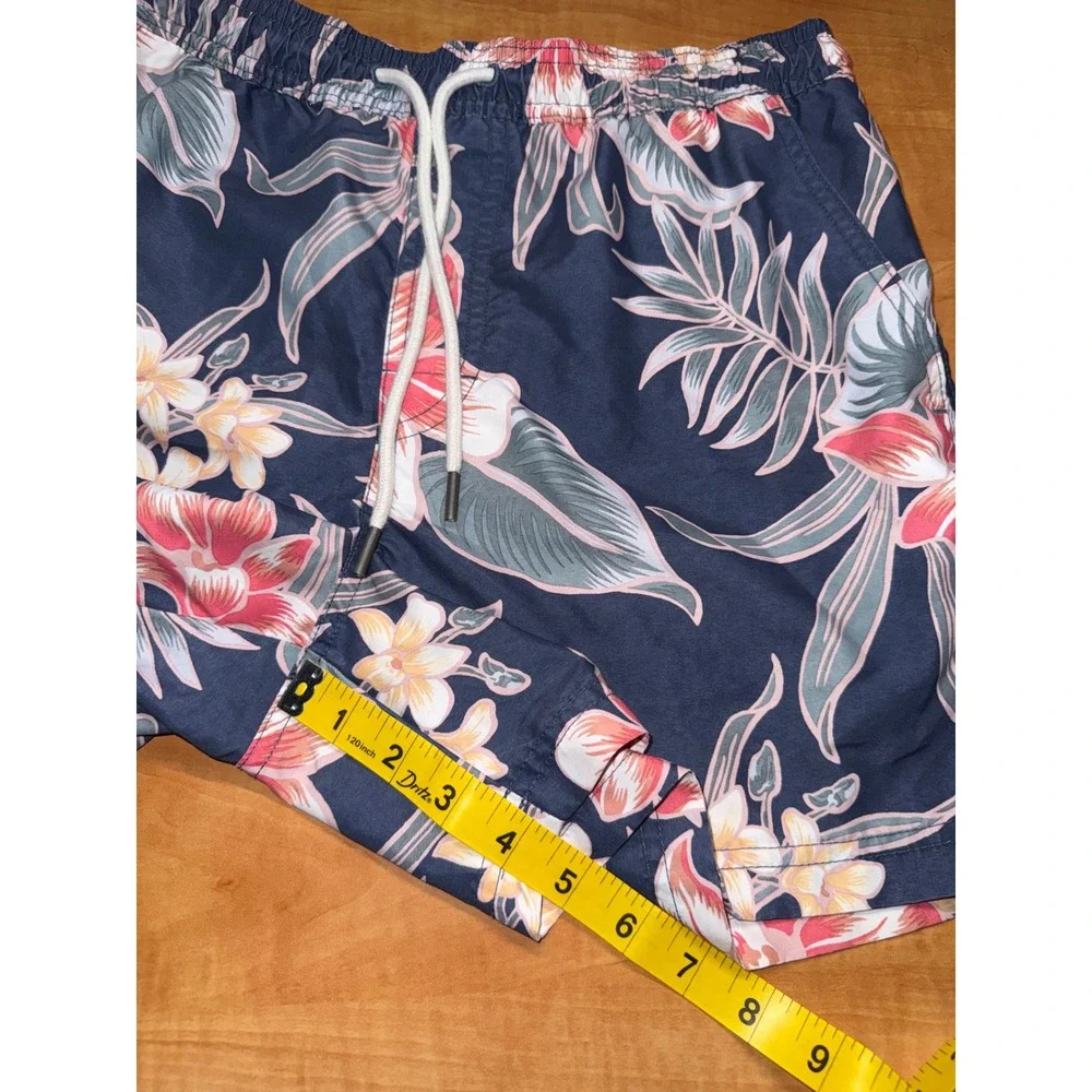 American Eagle Mens Navy Floral Swim Trunks Tropical Hibiscus Board Shorts Small